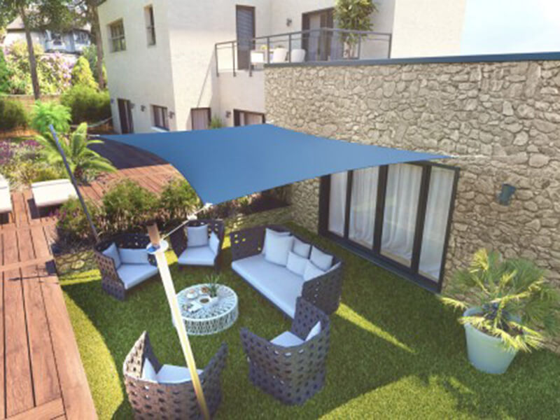 voile ombrage rectangle bleu